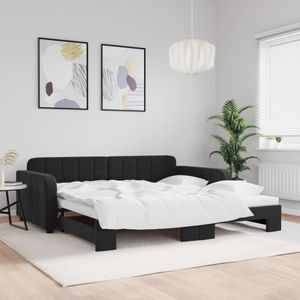 vidaXL Slaapbank met onderschuifbed 100x200 cm fluweel zwart