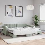 vidaXL - Slaapbank - Lichtgrijs - Fluweel - 2-in-1 Ontwerp