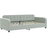 vidaXL Slaapbank onderschuifbed en lades 90x190 cm fluweel lichtgrijs