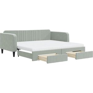 Vidaxl - Tagesbett Ausziehbar mit Schubladen Hellgrau 100x200 cm Samt