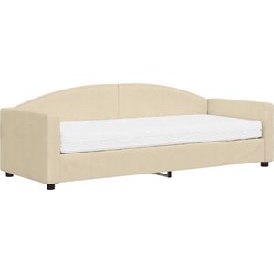 vidaXL Slaapbank met matras 80x200 cm stof crèmekleurig