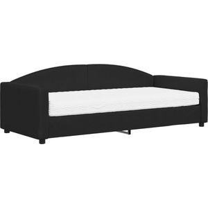 vidaXL Tagesbett mit Matratze Schwarz 90x200 cm Stoff
