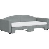 vidaXL Slaapbank onderschuifbed en matrassen 90x200 cm stof lichtgrijs