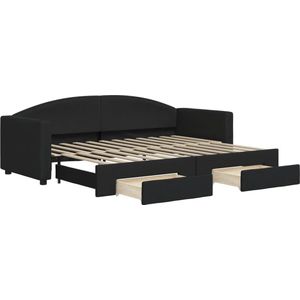 vidaXL Tagesbett Ausziehbar mit Schubladen Schwarz 80x200 cm Stoff