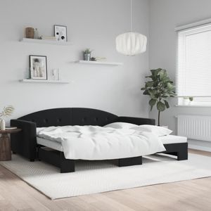 vidaXL Slaapbank met onderschuifbed 100x200 cm fluweel zwart