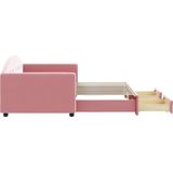 Vidaxl - Tagesbett Ausziehbar mit Schubladen Rosa 90x200 cm Samt