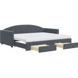 vidaXL Slaapbank onderschuifbed en lades 90x200 cm fluweel donkergrijs