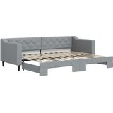vidaXL - Slaapbank - met - onderschuifbed - 80x200 - cm - stof - lichtgrijs