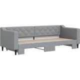 vidaXL - Slaapbank - met - onderschuifbed - 80x200 - cm - stof - lichtgrijs