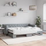 vidaXL - Slaapbank - met - onderschuifbed - 80x200 - cm - stof - lichtgrijs