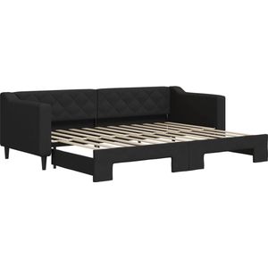 vidaXL - Slaapbank - Zwart - Stof - 2-in-1 Ontwerp