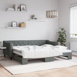 vidaXL Slaapbank met onderschuifbed 90x200 cm stof donkergrijs
