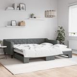 vidaXL Slaapbank met onderschuifbed 100x200 cm stof donkergrijs