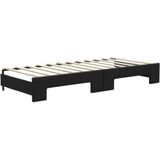 vidaXL - Slaapbank - met - onderschuifbed - en - matrassen - 80x200 - cm - stof - zwart