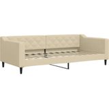 vidaXL Tagesbett Ausziehbar mit Matratzen Creme 90x200 cm Stoff