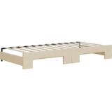 vidaXL Tagesbett Ausziehbar mit Matratzen Creme 90x200 cm Stoff