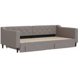 vidaXL - Slaapbank - met - onderschuifbed - en - lades - 100x200 - cm - stof - taupe