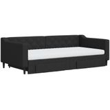 vidaXL Slaapbank met onderschuifbed en lades 100x200 cm stof zwart