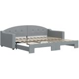 Tagesbett Ausziehbar Hellgrau 90x200 cm Stoff Vidaxl