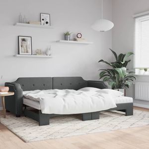 Vidaxl - Tagesbett Ausziehbar mit Matratzen Dunkelgrau 80x200 cm Stoff