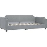 vidaXL Slaapbank met onderschuifbed en lades 90x200 cm stof lichtgrijs