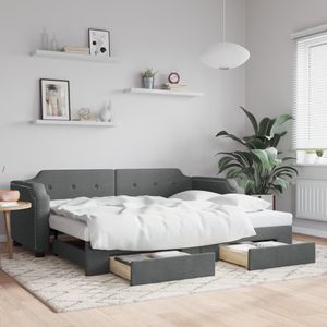 vidaXL - Slaapbank - onderschuifbed - en - lades - 100x200 - cm - stof - donkergrijs