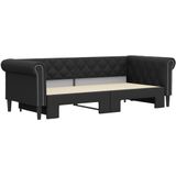 vidaXL - Slaapbank - met - onderschuifbed - 90x200 - cm - kunstleer - zwart