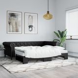 vidaXL - Slaapbank - met - onderschuifbed - 90x200 - cm - kunstleer - zwart
