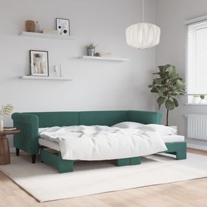 Tagesbett Ausziehbar Dunkelgrün 80x200 cm Samt Vidaxl