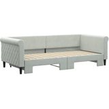 Tagesbett Ausziehbar Hellgrau 90x200 cm Samt Vidaxl