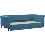 vidaXL - Slaapbank - met - onderschuifbed - en - lades - 90x200 - cm - fluweel - blauw