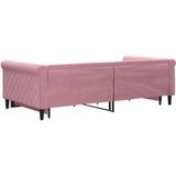 vidaXL - Slaapbank - met - onderschuifbed - en - lades - 100x200 - cm - fluweel - roze