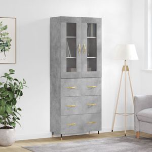 vidaXL Hoge kast 69,5x34x180 cm bewerkt hout betongrijs