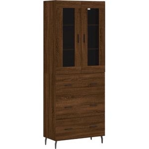 vidaXL Hoge kast 69,5x34x180 cm bewerkt hout bruin eikenkleur