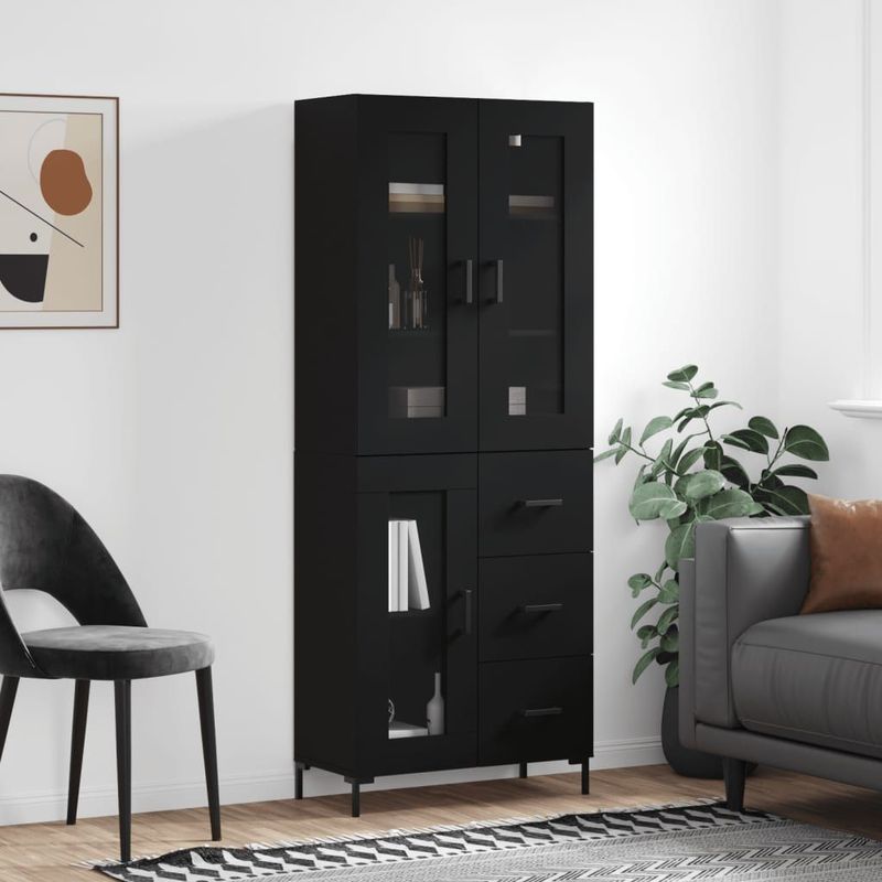 Highboard Schwarz 69,5x34x180 cm Holzwerkstoff Vidaxl