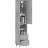 vidaXL - Hoge - kast,5x34x180 - cm - bewerkt - hout - betongrijs