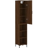vidaXL - Hoge - kast,5x34x180 - cm - bewerkt - hout - bruin - eikenkleur