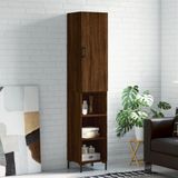 vidaXL - Hoge - kast,5x34x180 - cm - bewerkt - hout - bruin - eikenkleur