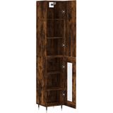 vidaXL Hoge kast 34,5x34x180 cm bewerkt hout gerookt eikenkleurig