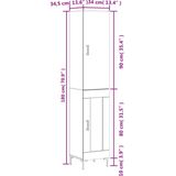 vidaXL - Hoge - kast,5x34x180 - cm - bewerkt - hout - zwart