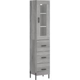 vidaXL - Hoge - kast,5x34x180 - cm - bewerkt - hout - grijs - sonoma - eikenkleurig
