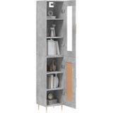 vidaXL - Hoge - kast,5x34x180 - cm - bewerkt - hout - betongrijs