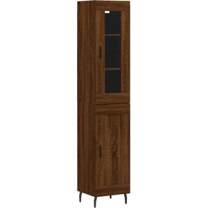 vidaXL Hoge kast 34,5x34x180 cm bewerkt hout bruin eikenkleur