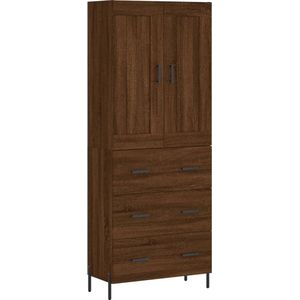 vidaXL - Hoge - kast - 69,5x34x180 - cm - bewerkt - hout - bruin - eikenkleur