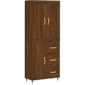 vidaXL Hoge kast 69,5x34x180 cm bewerkt hout bruin eikenkleur