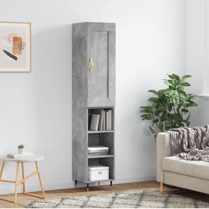 vidaXL Highboard Betongrau 34,5x34x180 cm Holzwerkstoff
