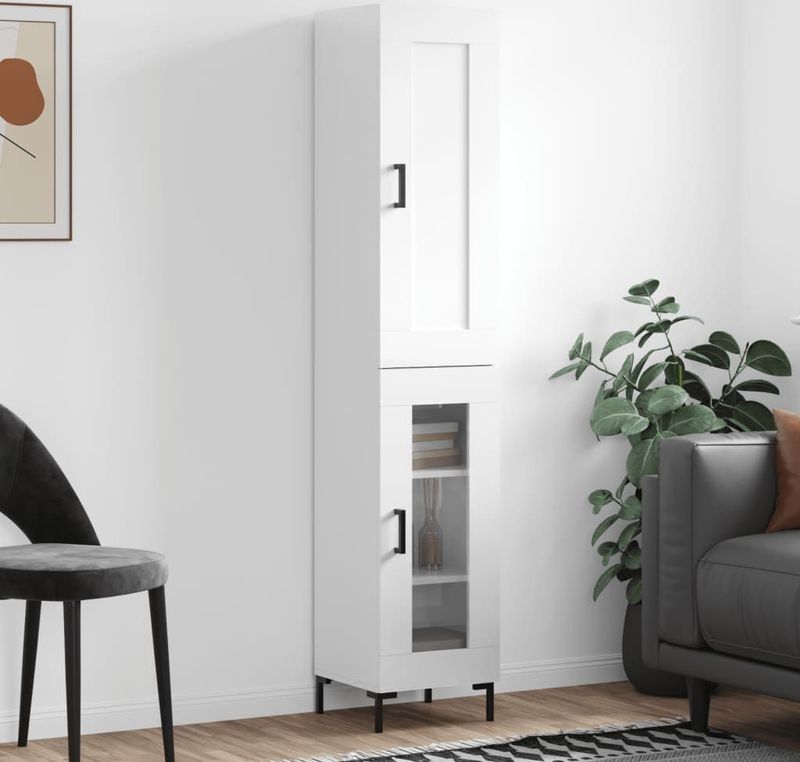 Vidaxl - Highboard Hochglanz-Weiß 34,5x34x180 cm Holzwerkstoff