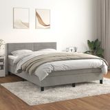 Vidaxl - Boxspringbett mit Matratze Hellgrau 140x200 cm Samt