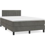 vidaXL Boxspringbett mit Matratze Dunkelgrau 120x200 cm Samt