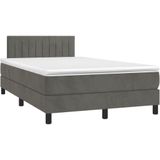 vidaXL Boxspringbett mit Matratze Dunkelgrau 120x200 cm Samt